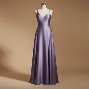 B Darlin Purple Satin Prom Dress A Line Slit Formal Size 5/6 Evening Gown